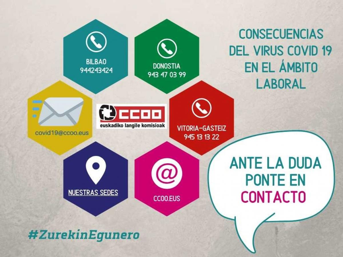 Contacto CCOO Euskadi Covid 19